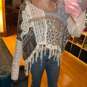 Free People Patchwork Lace Longsleeve Sweater❄️